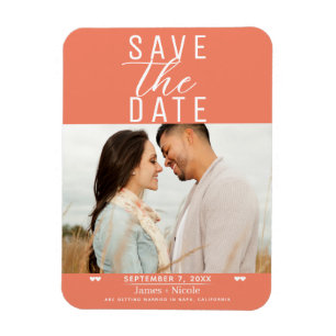 Moderne Zalmroze Save the Date Trouwfoto Magneet