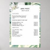 Moderne, zalon, waterverf tropische prijslijst poster (Voorkant)