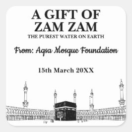 Moderne Zam Zam Moslim Water Hajj Umrah Gift Vierkante Sticker