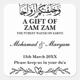 Moderne Zam Zam Water Nikah Moslim Huwelijksgunst Vierkante Sticker