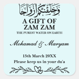 Moderne Zam Zam Water Nikah Moslim Huwelijksgunst Vierkante Sticker