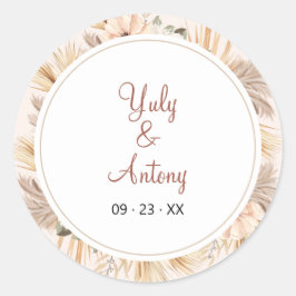 Moderne Zand Boho Bloem Ovaal Boog Cirkel Ronde Sticker