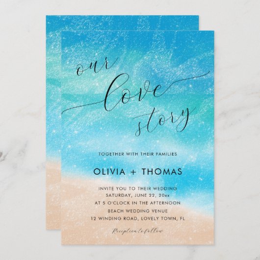 Moderne zand-golven stralen ons liefdeshuwelijk kaart (Voorkant / Achterkant)