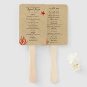 Moderne Zand & Koraal Huwelijksprogramma Hand Fans Handwaaier (Voorkant en achterkant)