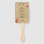 Moderne Zand & Koraal Huwelijksprogramma Hand Fans Handwaaier (Voorkant)