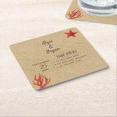 Moderne Zand & Koraal Persoonlijk Wedden Kartonnen Onderzetters (Schuin)