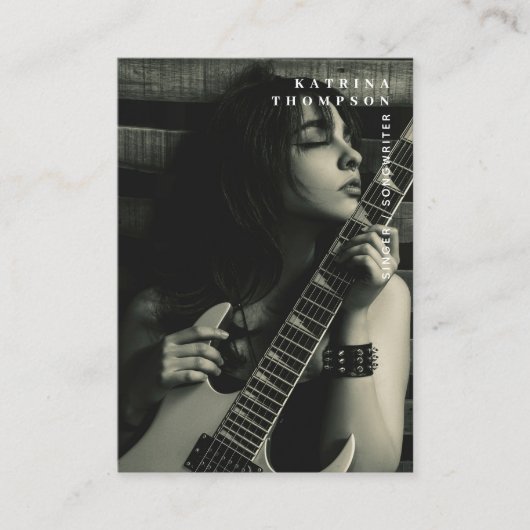 Moderne Zanger Muzikant Foto Gitarist QR Code Visitekaartje (Voorkant)