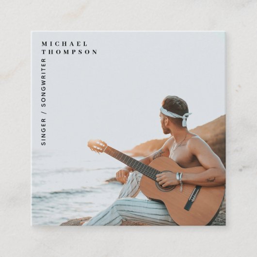 Moderne zanger muzikant foto performer QR code Vierkante Visitekaartje (Voorkant)