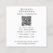 Moderne zanger muzikant foto performer QR code Vierkante Visitekaartje (Achterkant)