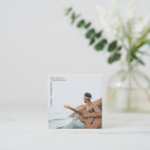 Moderne zanger muzikant foto performer QR code Vierkante Visitekaartje (Staand voorkant)