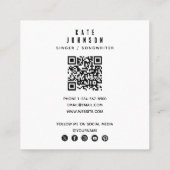 Moderne zanger muzikant foto sociale media QR code Vierkante Visitekaartje (Achterkant)