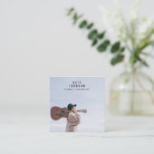 Moderne zanger muzikant foto sociale media QR code Vierkante Visitekaartje (Staand voorkant)