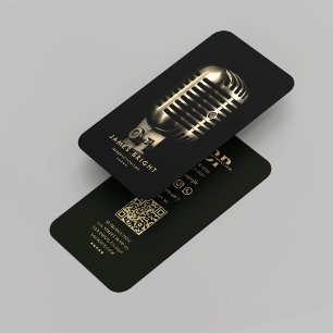 Moderne zanger muzikant Record Studio Gold Mic Visitekaartje