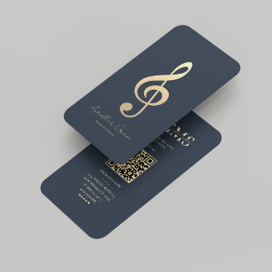Moderne zangeres Monogram Muziekleraar Blauw Goud Visitekaartje