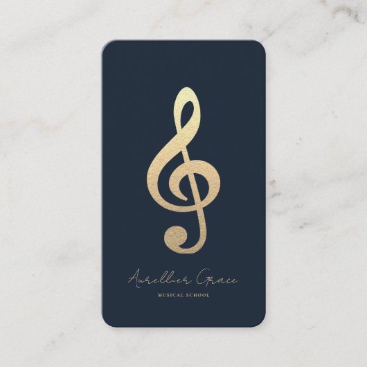 Moderne zangeres Monogram Muziekleraar Blauw Goud Visitekaartje (Voorkant)