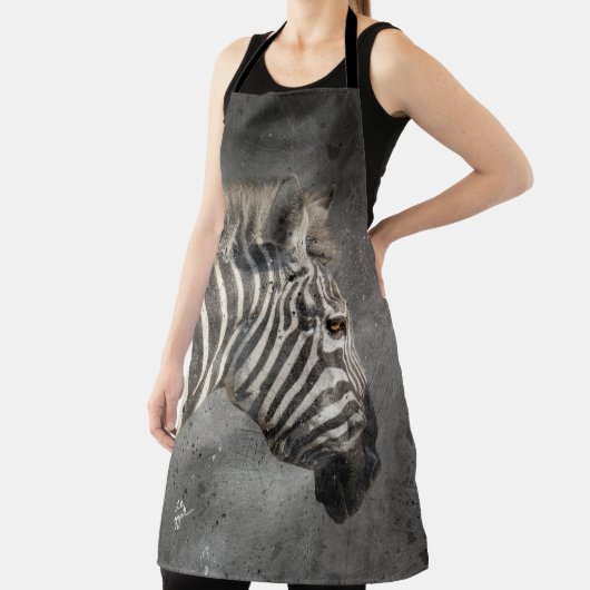 Moderne Zebra portret - Waterverf van wilde dieren Schort (Insitu)