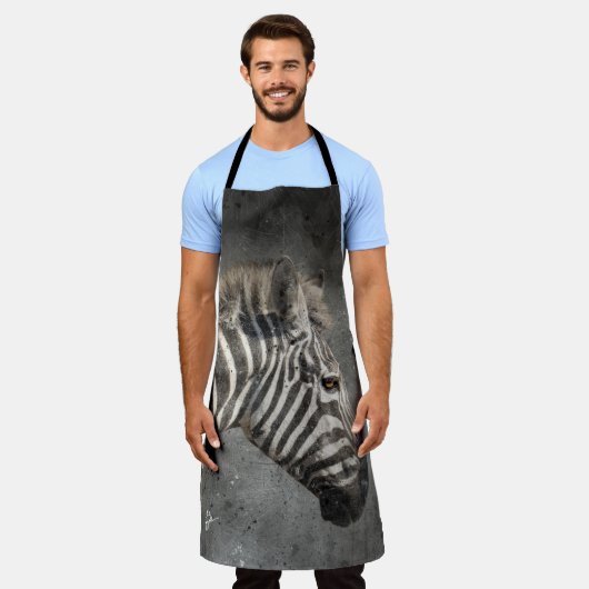Moderne Zebra portret - Waterverf van wilde dieren Schort (Gedragen)