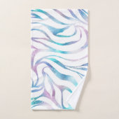 Moderne Zebra Print Glam Blue Paarse Glitter Bad Handdoek (Handdoek)