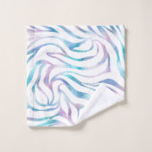 Moderne Zebra Print Glam Blue Paarse Glitter Bad Handdoek (Wasdoekje)