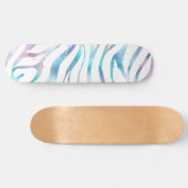 Moderne Zebra Print Glam Blue Paarse Glitter Persoonlijk Skateboard (Horizontaal)