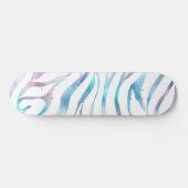 Moderne Zebra Print Glam Blue Paarse Glitter Persoonlijk Skateboard (Horizontaal)