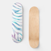 Moderne Zebra Print Glam Blue Paarse Glitter Persoonlijk Skateboard (Voorkant)