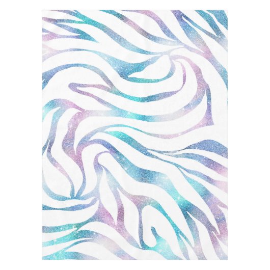 Moderne Zebra Print Glam Blue Paarse Glitter Tafelkleed (Voorkant)