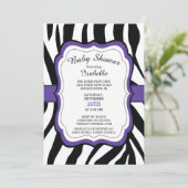 Moderne Zebra Print Meisjes Baby shower Uitnodigin Kaart (Staand voorkant)