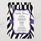 Moderne Zebra Print Meisjes Baby shower Uitnodigin Kaart (Voorkant / Achterkant)