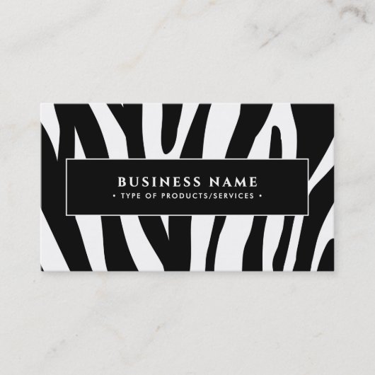 Moderne Zebra Print Zwart-wit QR-code & socials Visitekaartje (Voorkant)