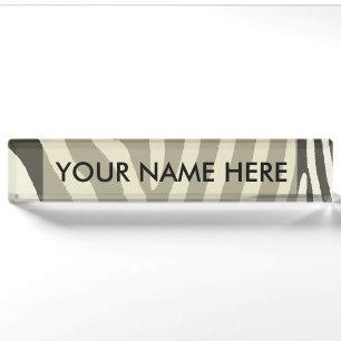 Moderne zebra streep dierprint patroon naambordje