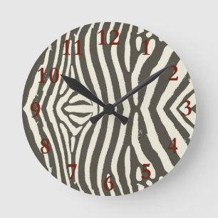 Moderne zebra streep dierprint patroon ronde klok