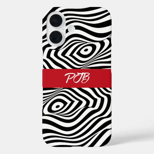 Moderne Zebra Stripe iPhone Case – Vetgedrukte Mon (Achterkant)