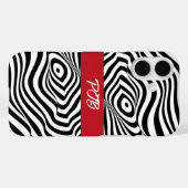 Moderne Zebra Stripe iPhone Case – Vetgedrukte Mon (Achterkant (horizontaal))