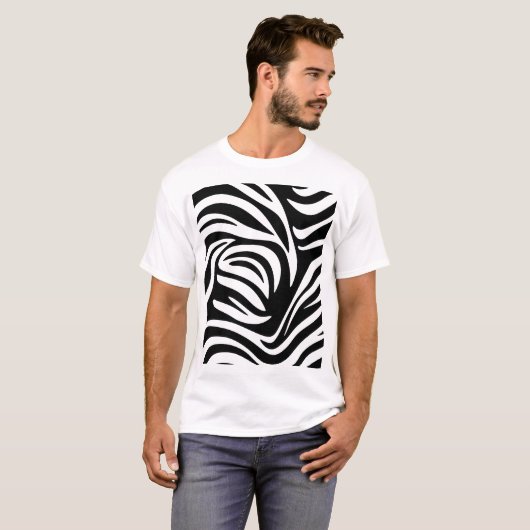 Moderne Zebra Stripes Abstract Ontwerp T-shirt (Voorkant volledig)