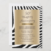 Moderne Zebra Stripes Gold 50th Wedding Jubileum Kaart (Voorkant)