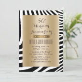 Moderne Zebra Stripes Gold 50th Wedding Jubileum Kaart (Staand voorkant)