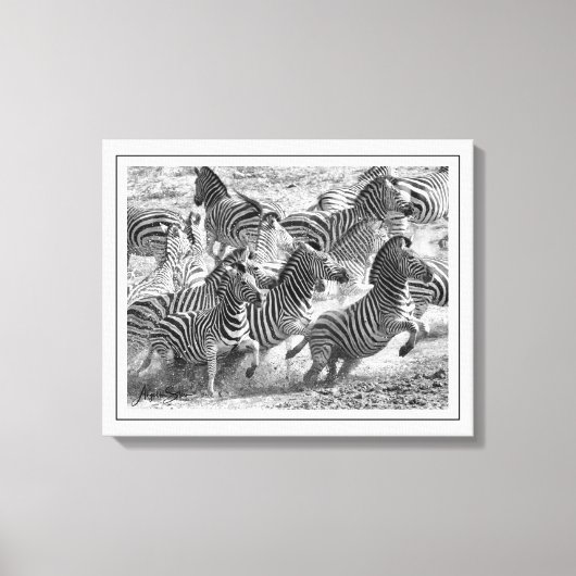 Moderne Zebra voor zwarte en witte fotografie Canvas Afdruk (Voorkant)