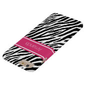 Moderne zebraafdruk met roze streep en naam Case-Mate iPhone hoesje (Bodem)