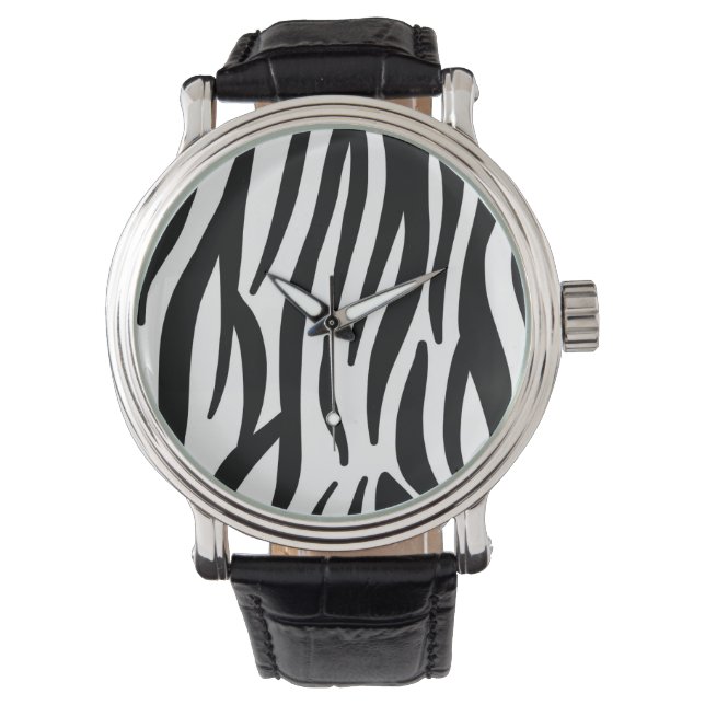 Moderne zebraprint horloge - Krachtige abstracte s (Voorkant)
