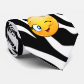Moderne zebraprint , knipogende emoji stropdas (Opgerold)