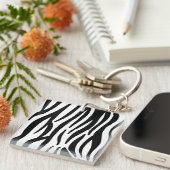 Moderne zebraprint sleutelhanger - Abstract zwart  (Voorkant Rechts)