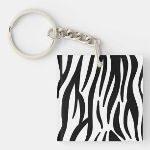 Moderne zebraprint sleutelhanger - Abstract zwart 