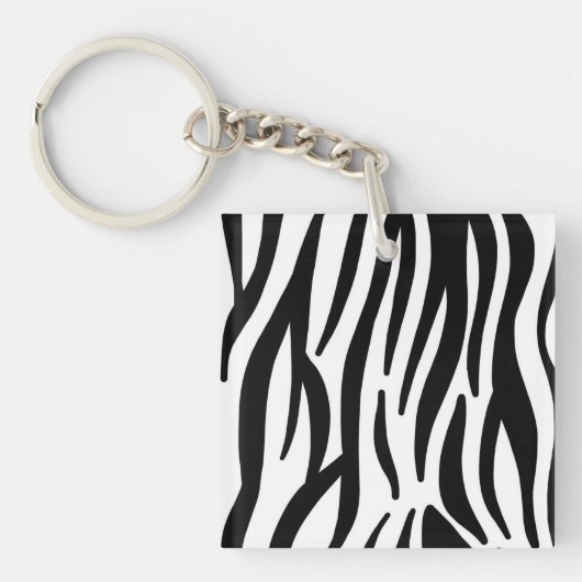 Moderne zebraprint sleutelhanger - Abstract zwart  (voorkant)