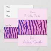 Moderne zebraprint verjaardagsuitnodiging kaart (Voorkant / Achterkant)