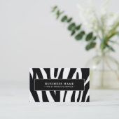 Moderne Zebraprint Zwart & Wit QR-code & Sociale m Visitekaartje (Staand voorkant)