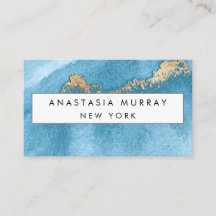 Moderne Zee Blauw en Goud Glitter Minimalistische