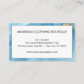 Moderne Zee Blue en Gold Glitter Minimalist Luxury Visitekaartje (Achterkant)