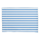 Moderne Zee Blue en White Stripe Beachy Kussensloop (Voorkant-Links)