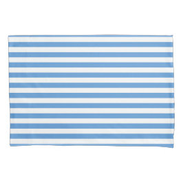 Moderne Zee Blue en White Stripe Beachy Kussensloop